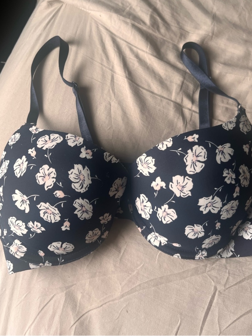Laura Ashley Navy Floral Molded T-Shirt Bra